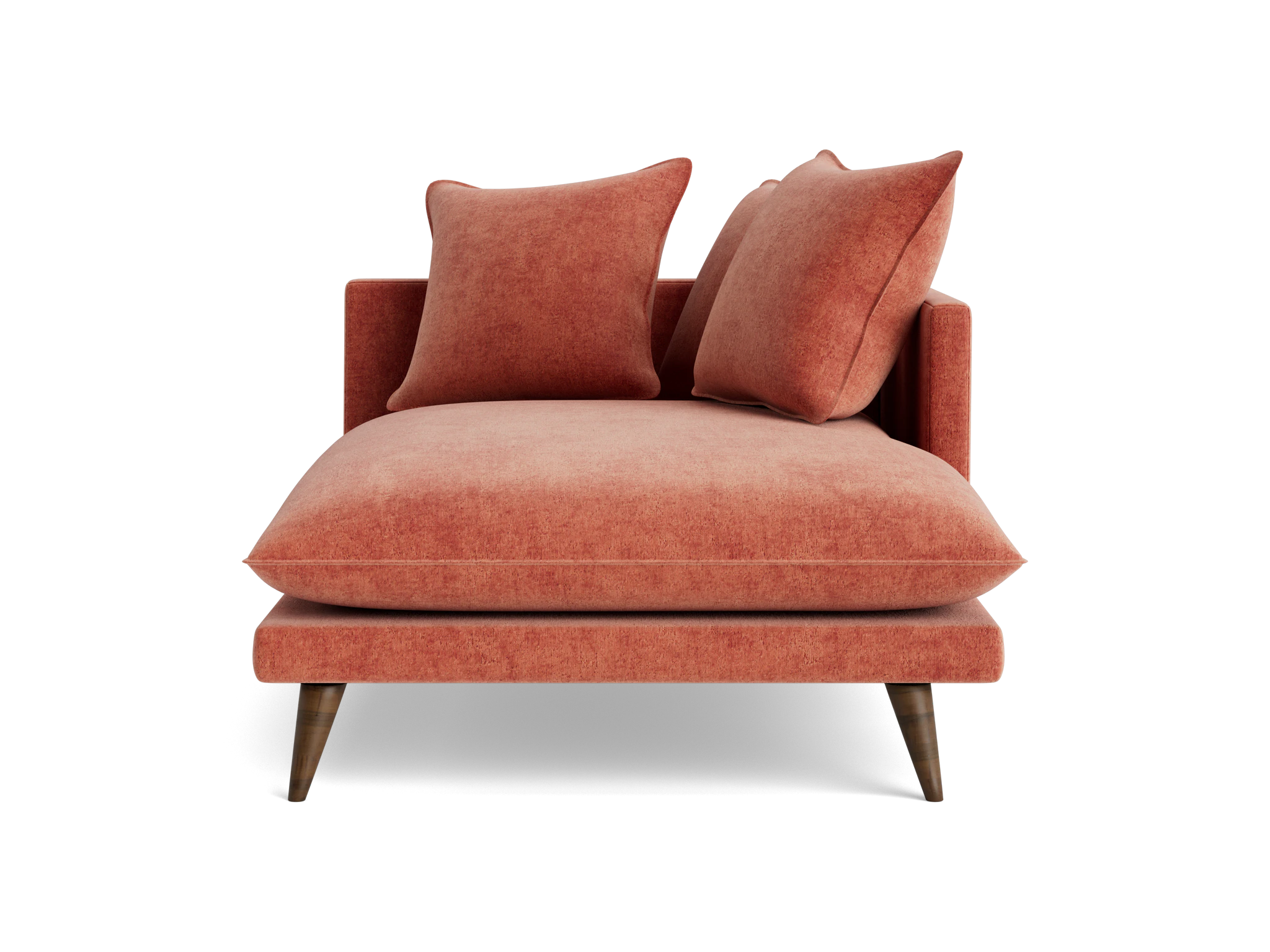 denna single arm chaise plush terra rose