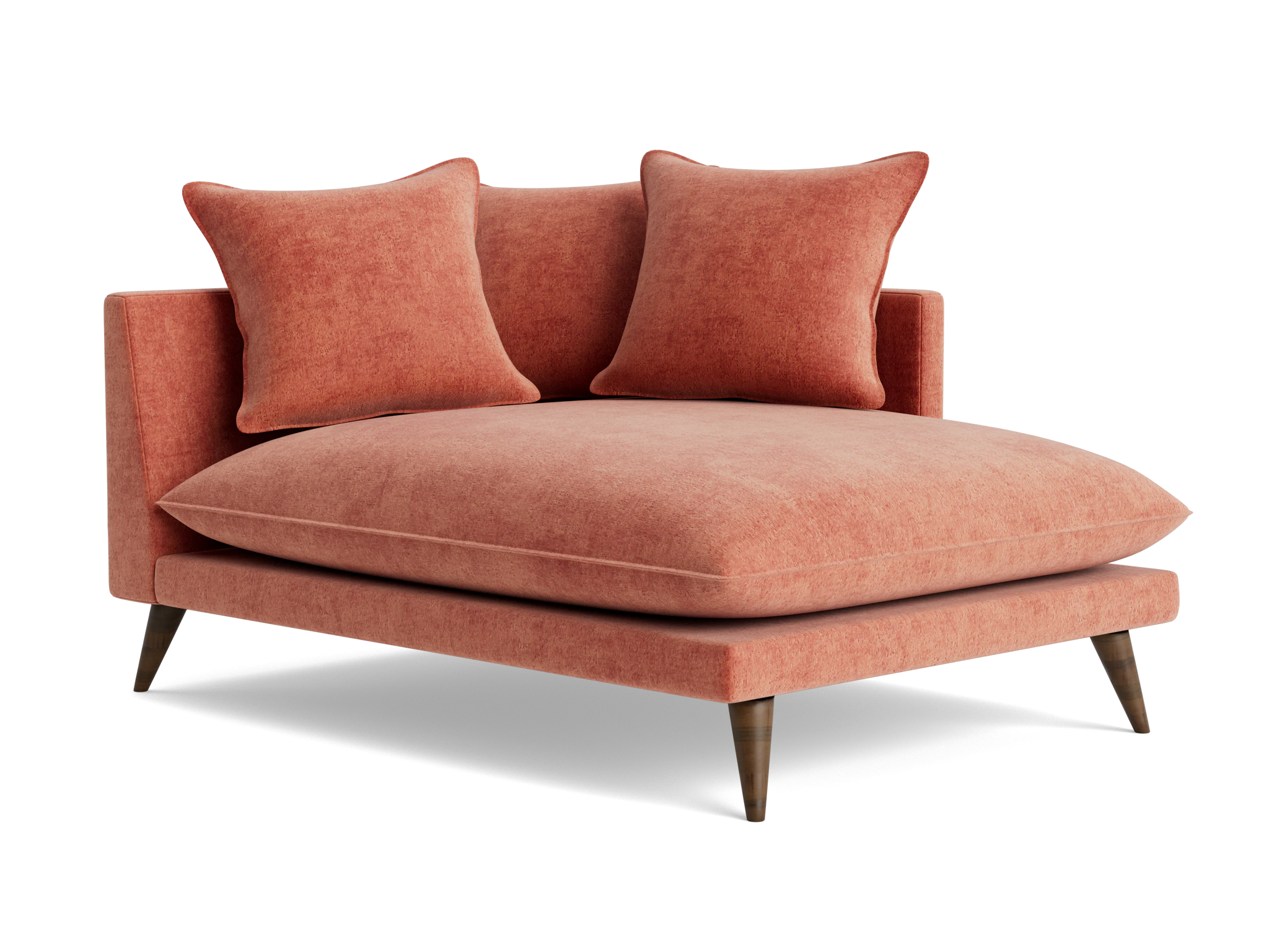 denna single arm chaise plush terra rose