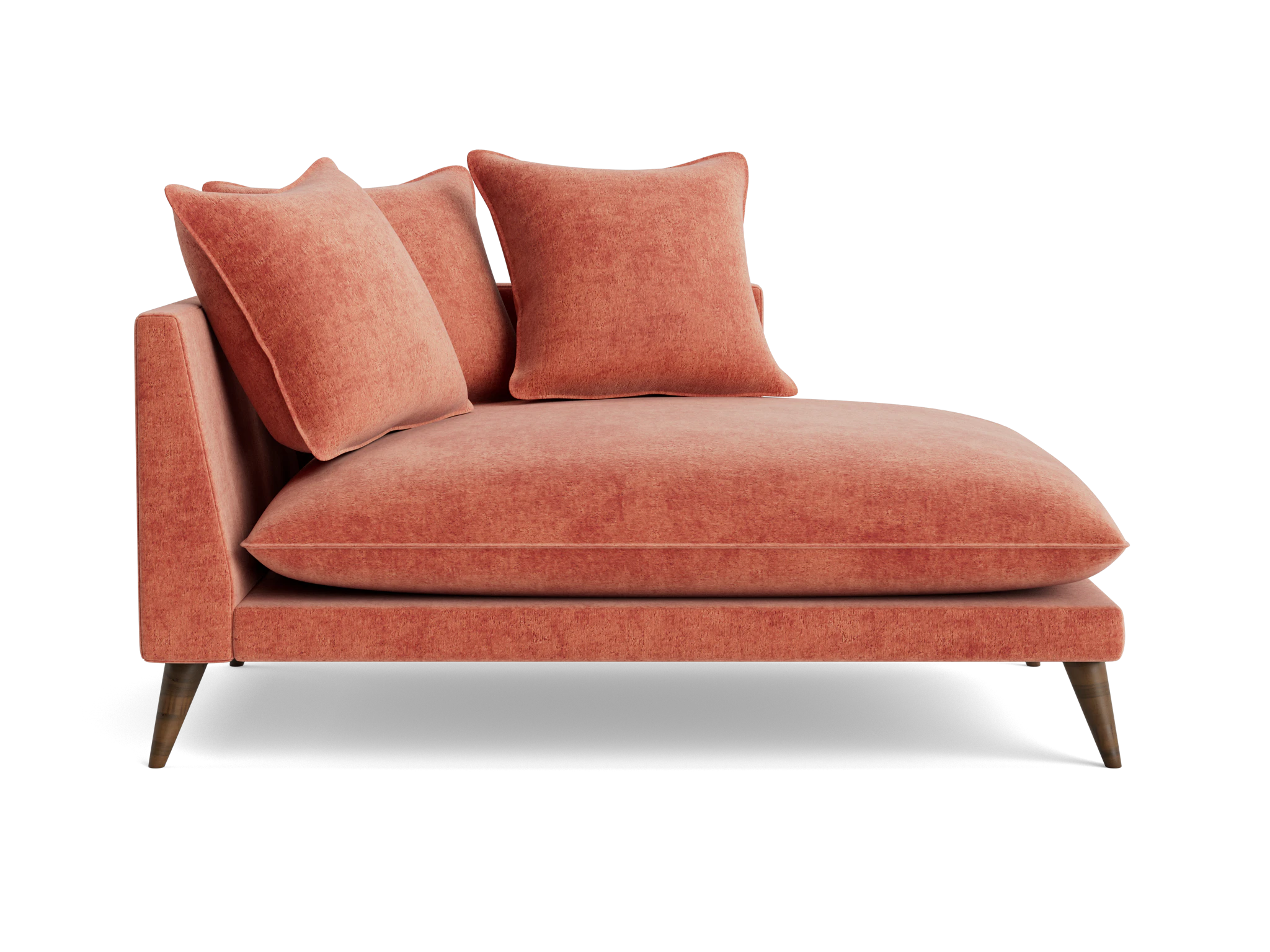 denna single arm chaise plush terra rose