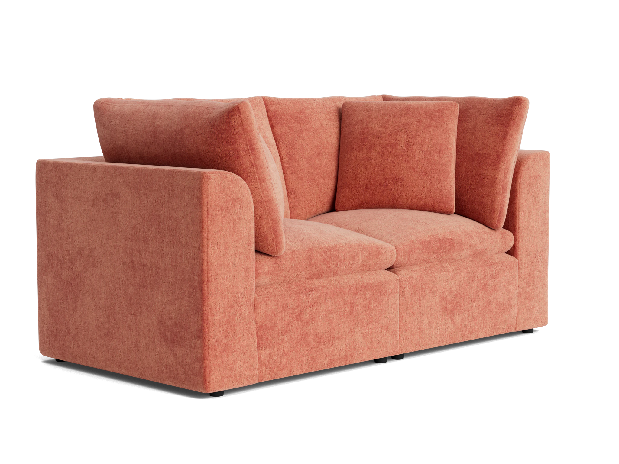 bryant petite modular loveseat plush terra rose