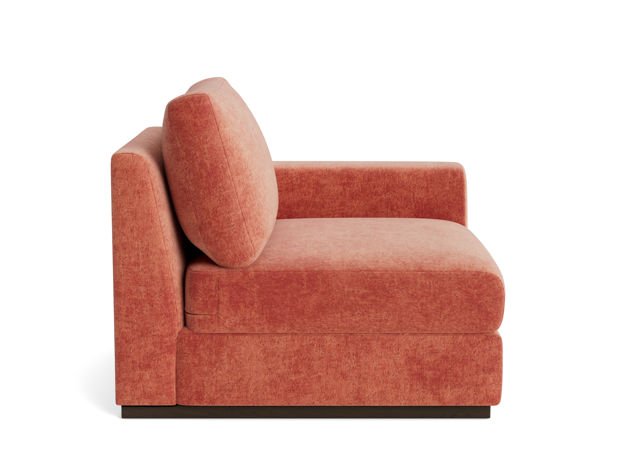 holt petite single arm chair plush terra rose