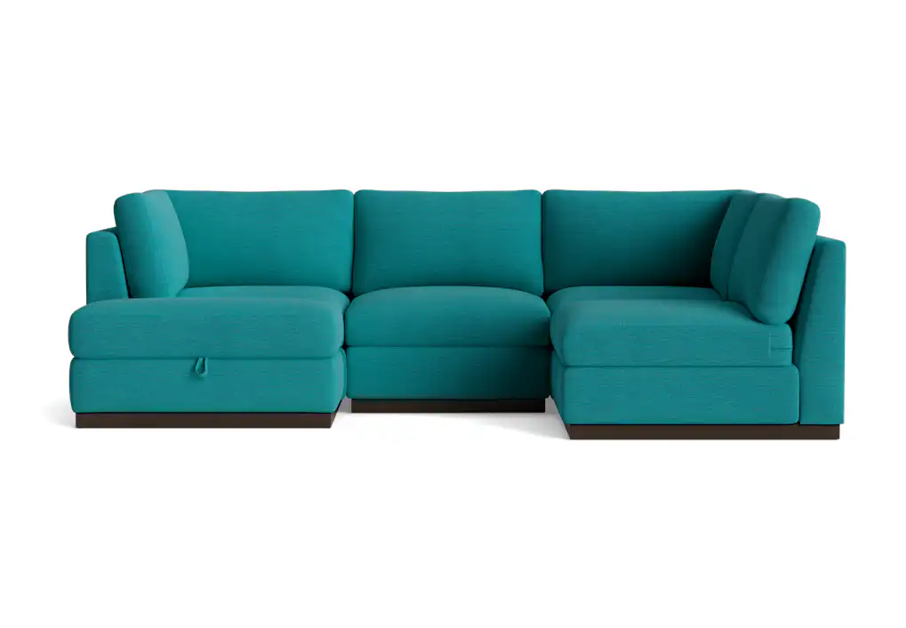 holt petite modular sofa storage sectional lucky turquoise