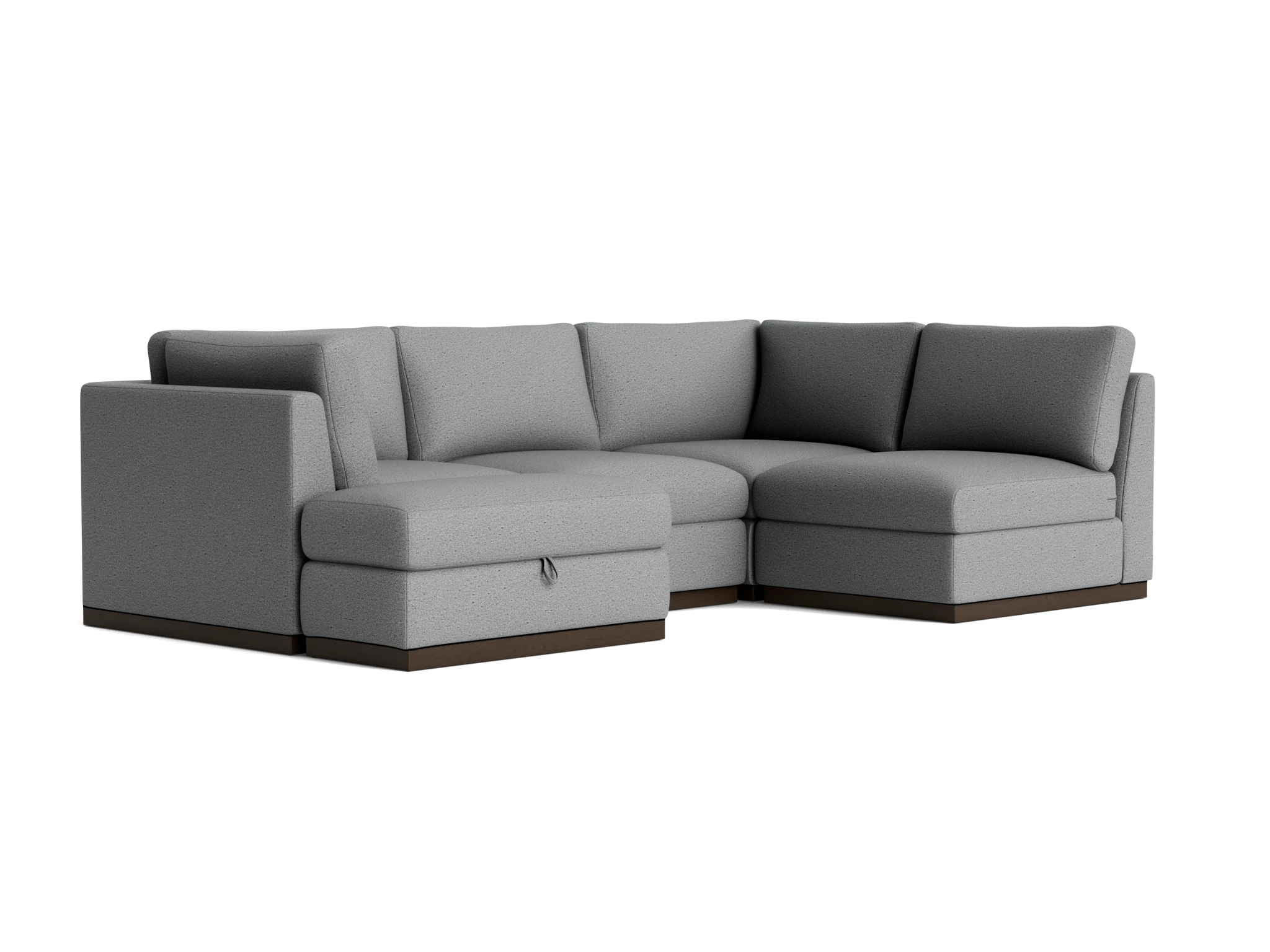 holt petite modular sofa storage sectional essence ash