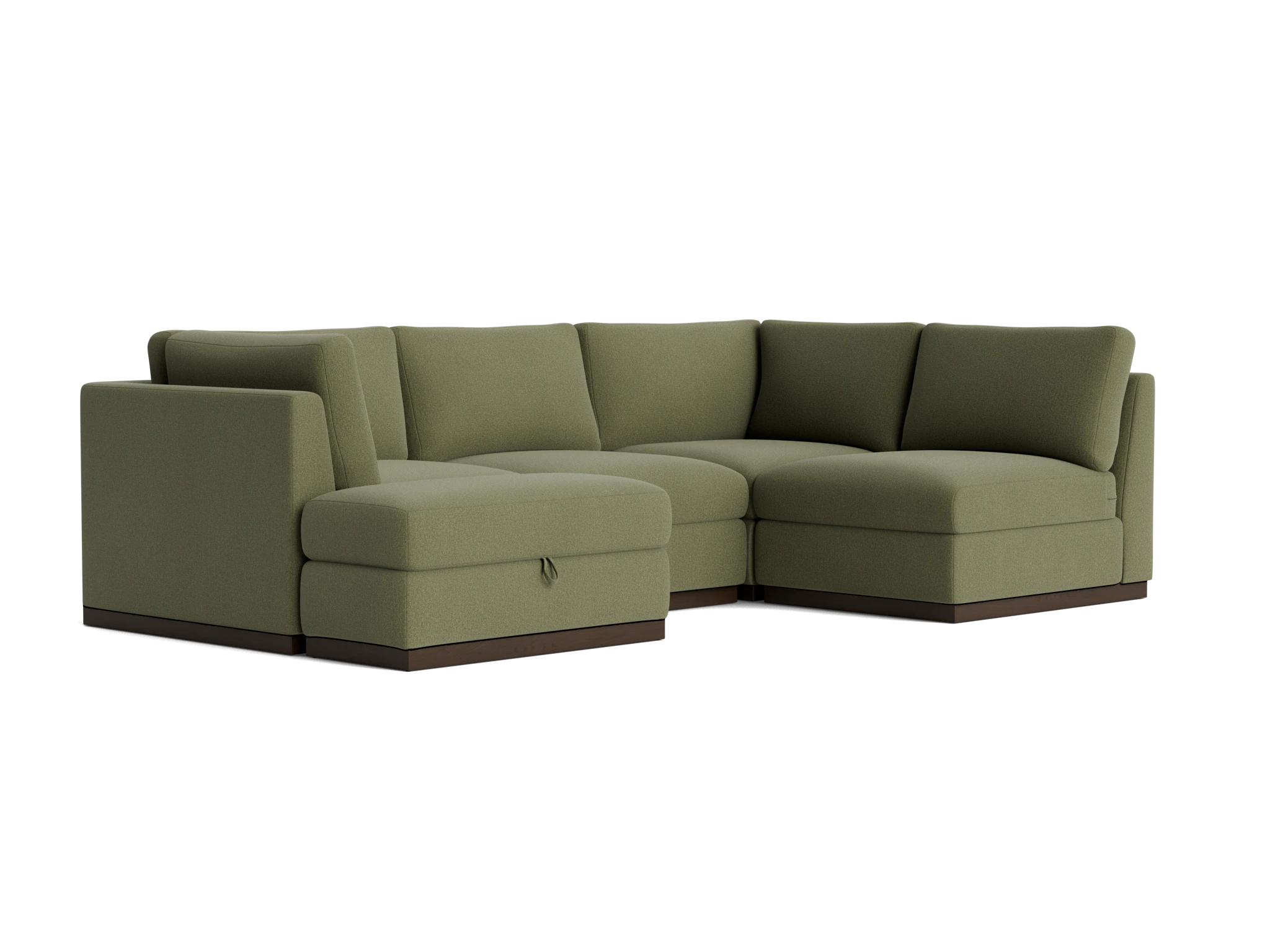 holt petite modular sofa storage sectional faithful olive