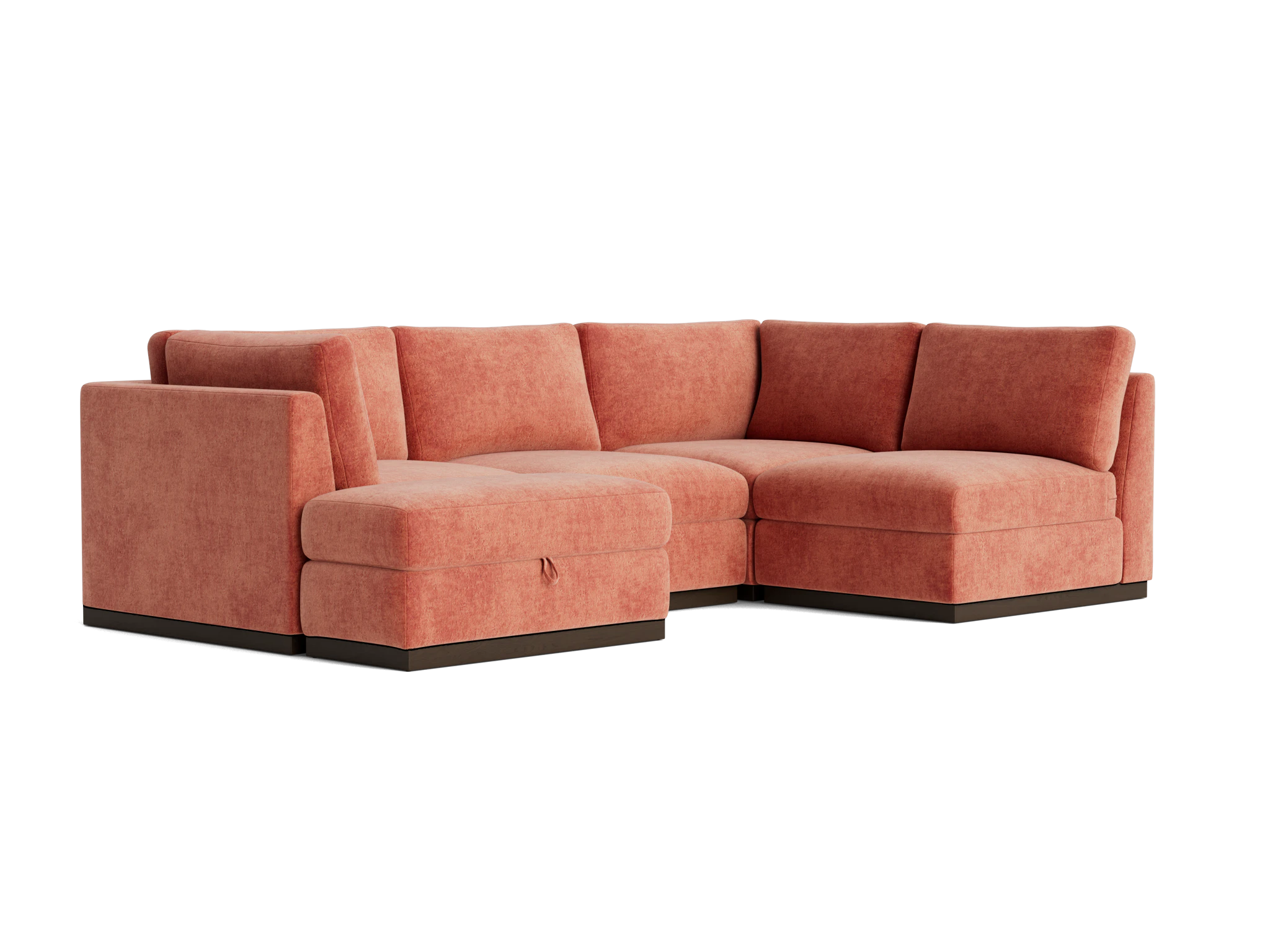 holt petite modular sofa storage sectional plush terra rose