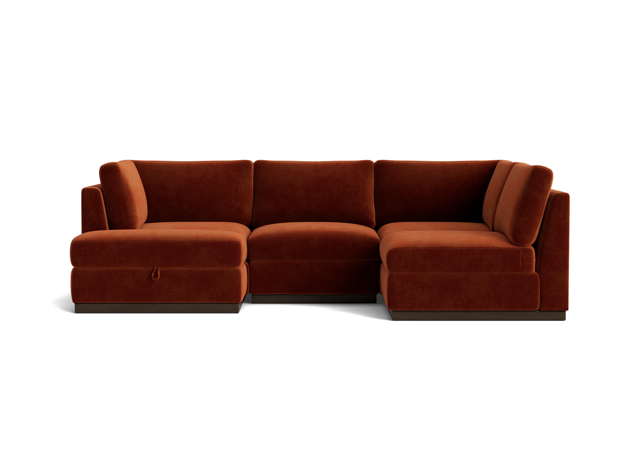 holt petite modular sofa storage sectional harper cinnamon