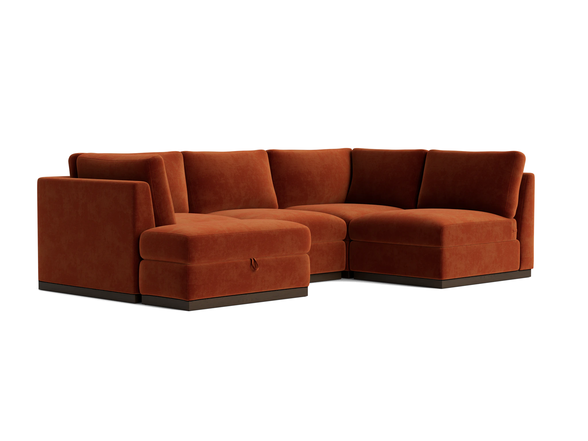 holt petite modular sofa storage sectional harper cinnamon