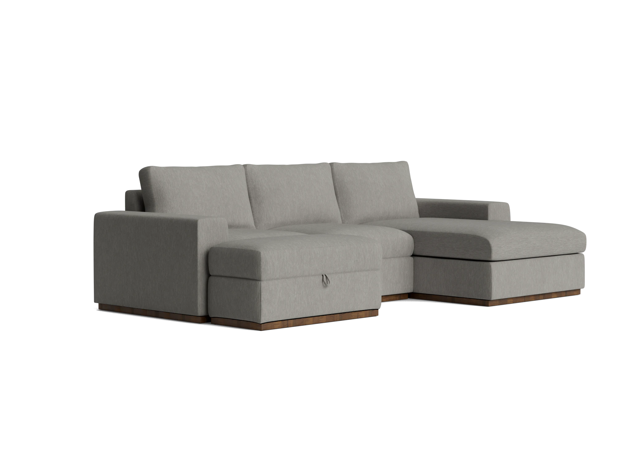 holt petite modular sectional with storage ottoman bentley pewter