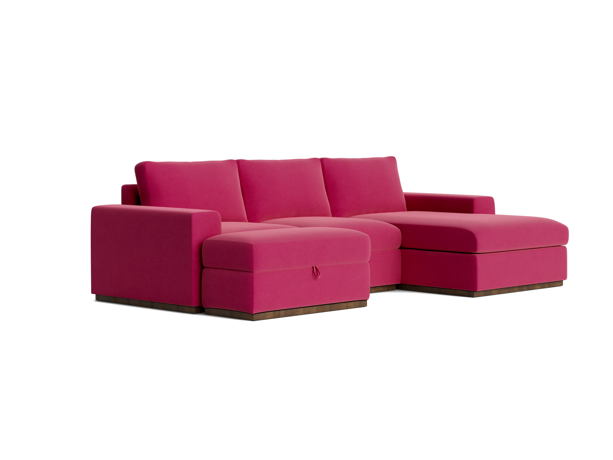 holt petite modular sectional with storage ottoman royale berry