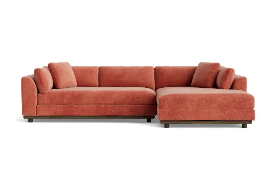 miller double chaise sectional plush terra rose