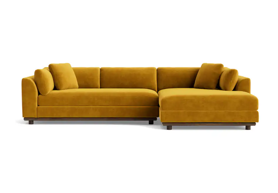 miller double chaise sectional harper amber gold