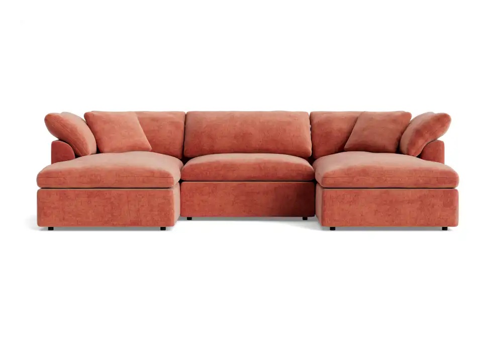 bryant modular double chaise sectional plush terra rose