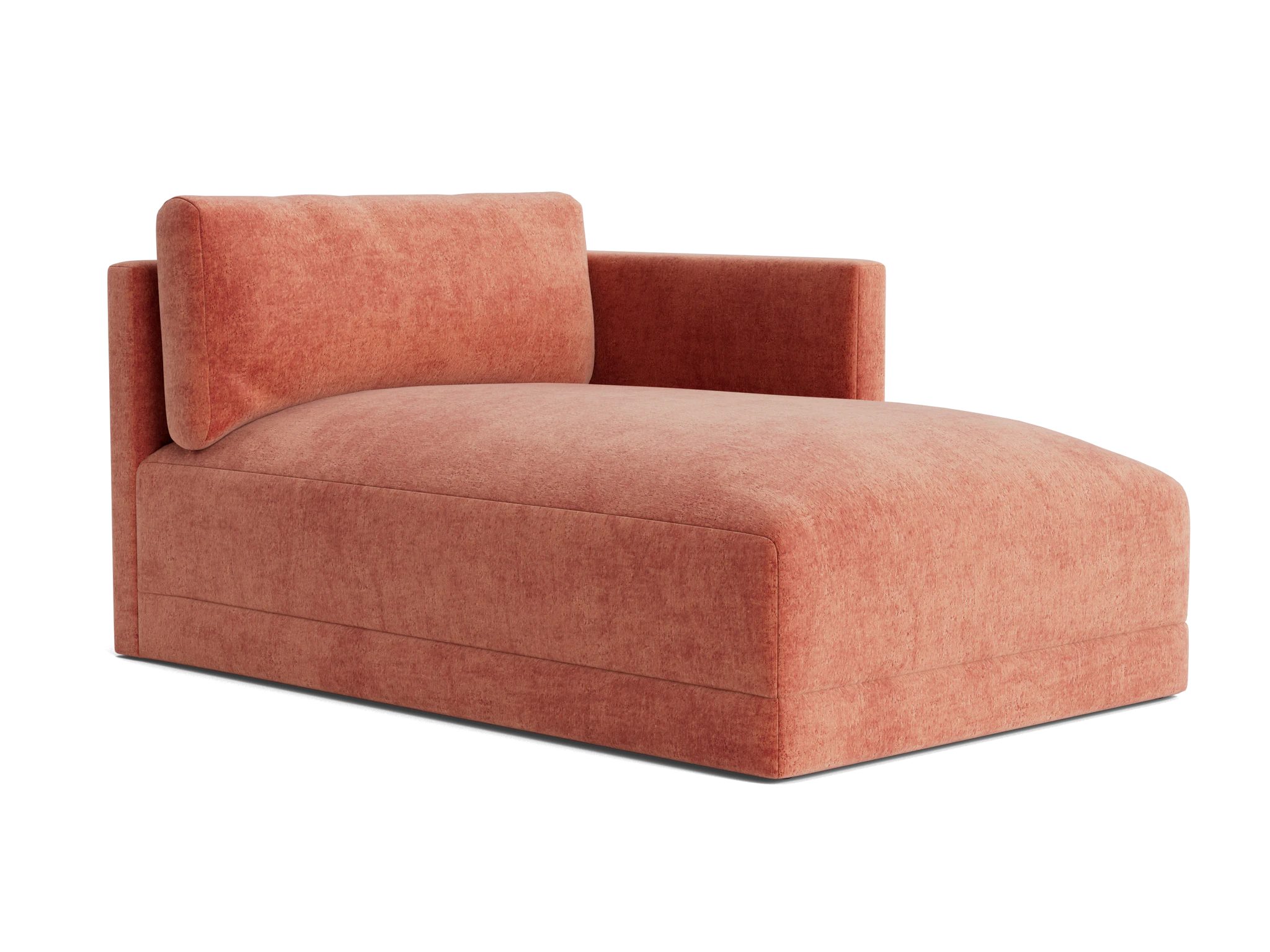 maurice single arm chaise plush terra rose