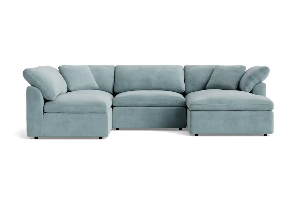 bryant modular double chaise sofa bumper sectional plush mist