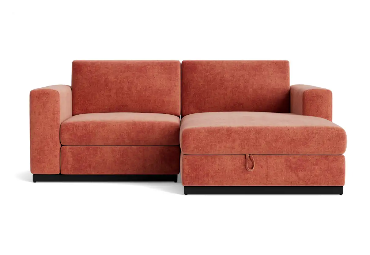 holt modular compact sectional with storage plush terra rose