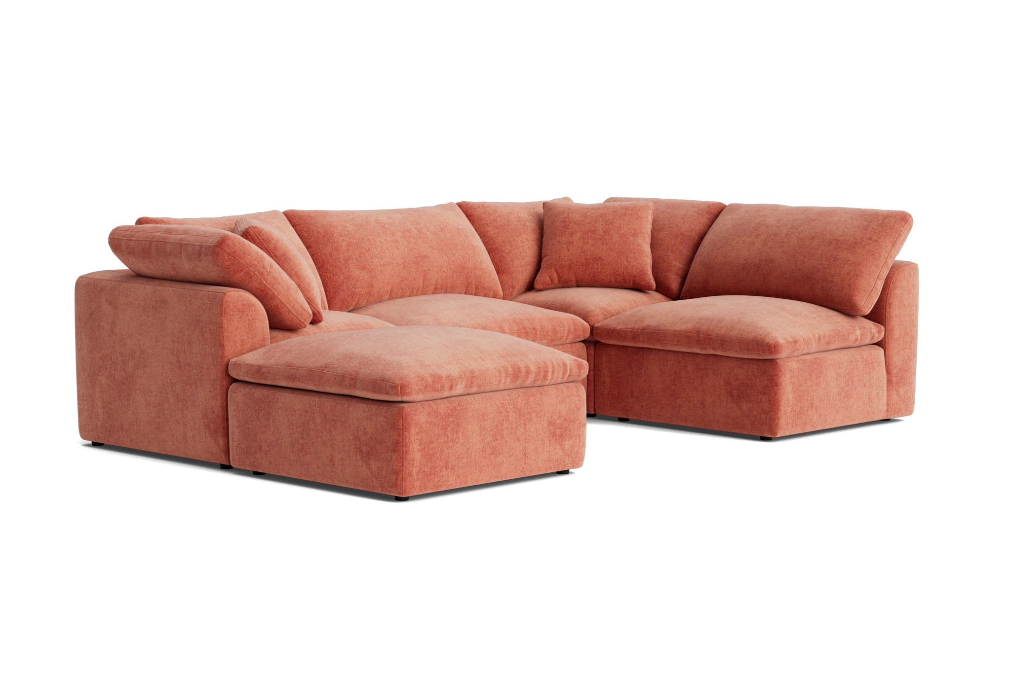 bryant petite modular sofa bumper sectional plush terra rose