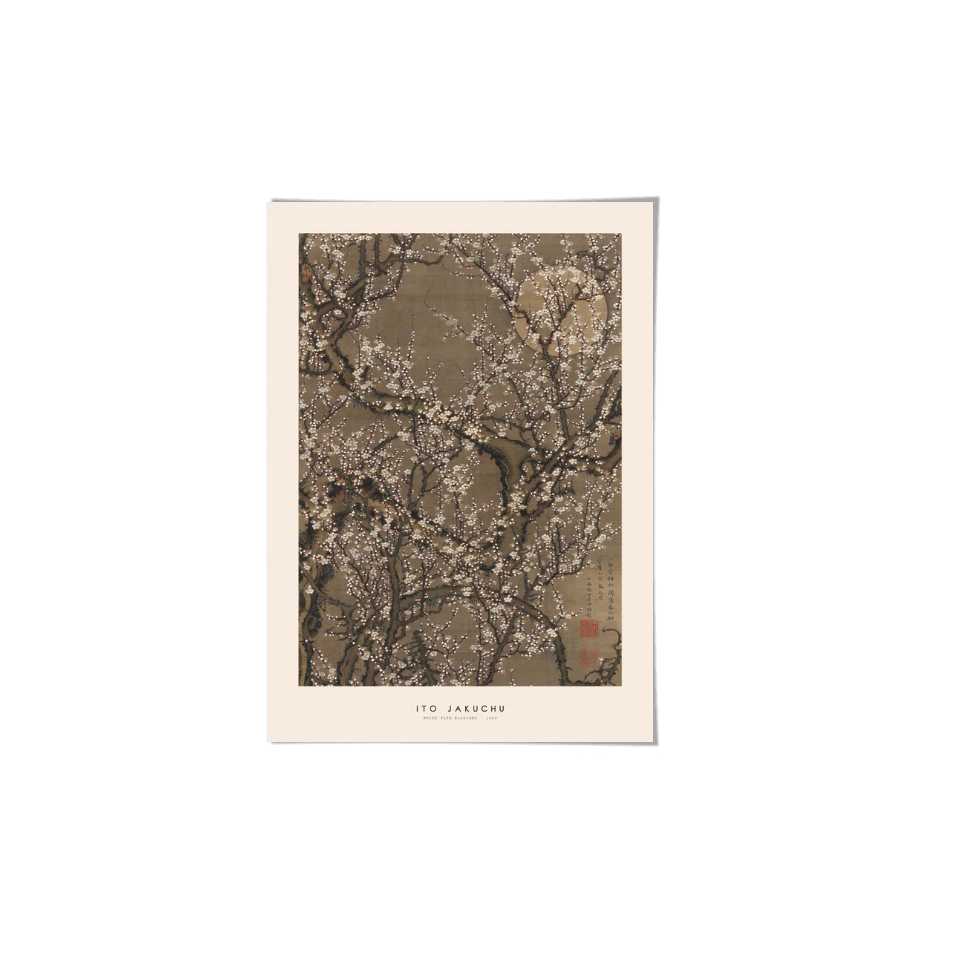 ito jakuchu white plum art print