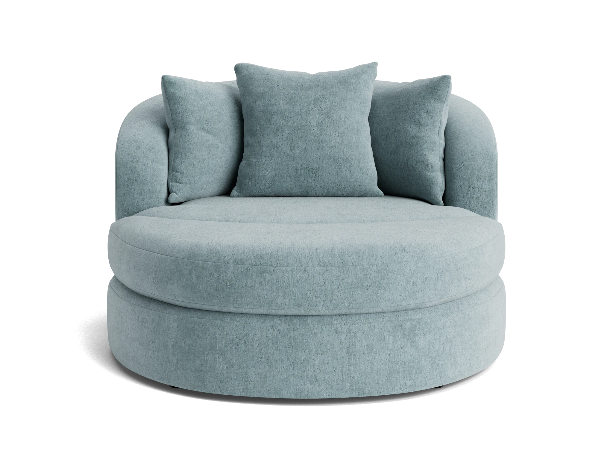 amelia grand swivel chair ottoman plush mist
