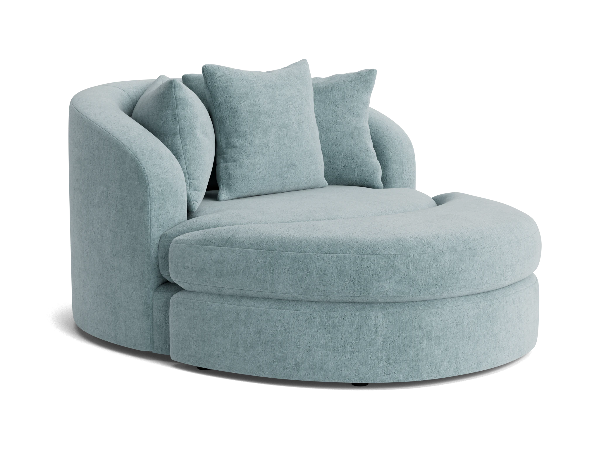 amelia grand swivel chair ottoman plush mist