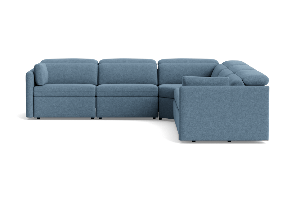 fitz modular reclining corner sectional milo french blue