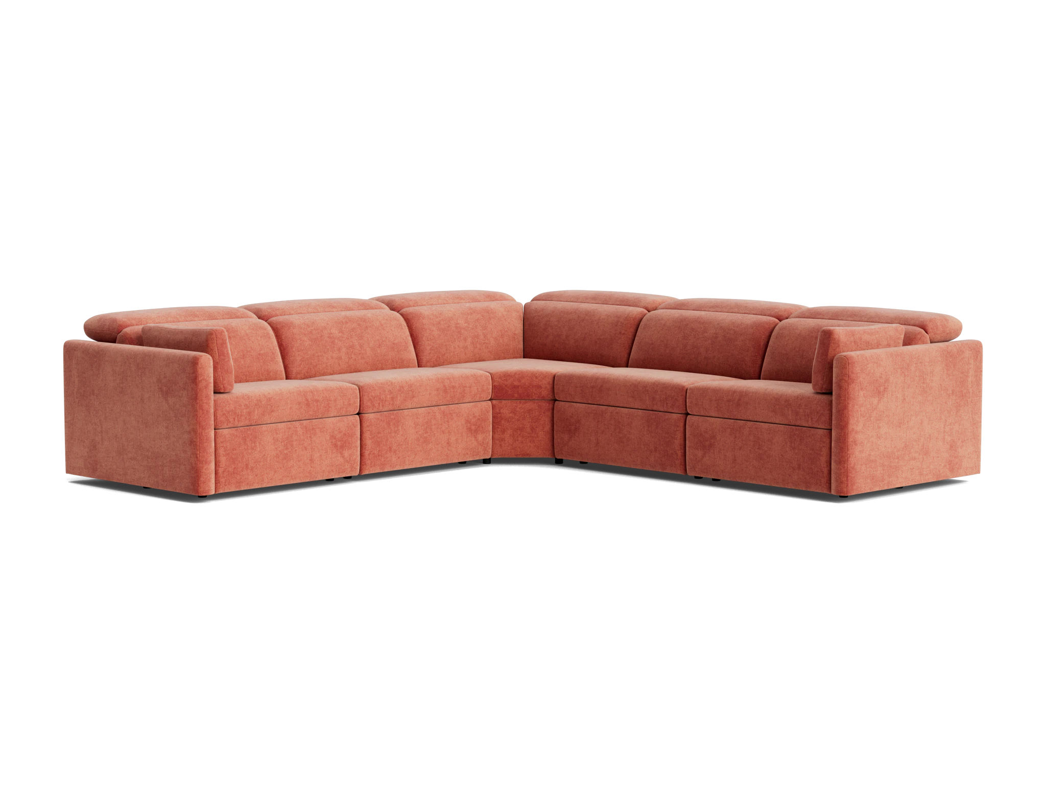 fitz modular reclining corner sectional plush terra rose