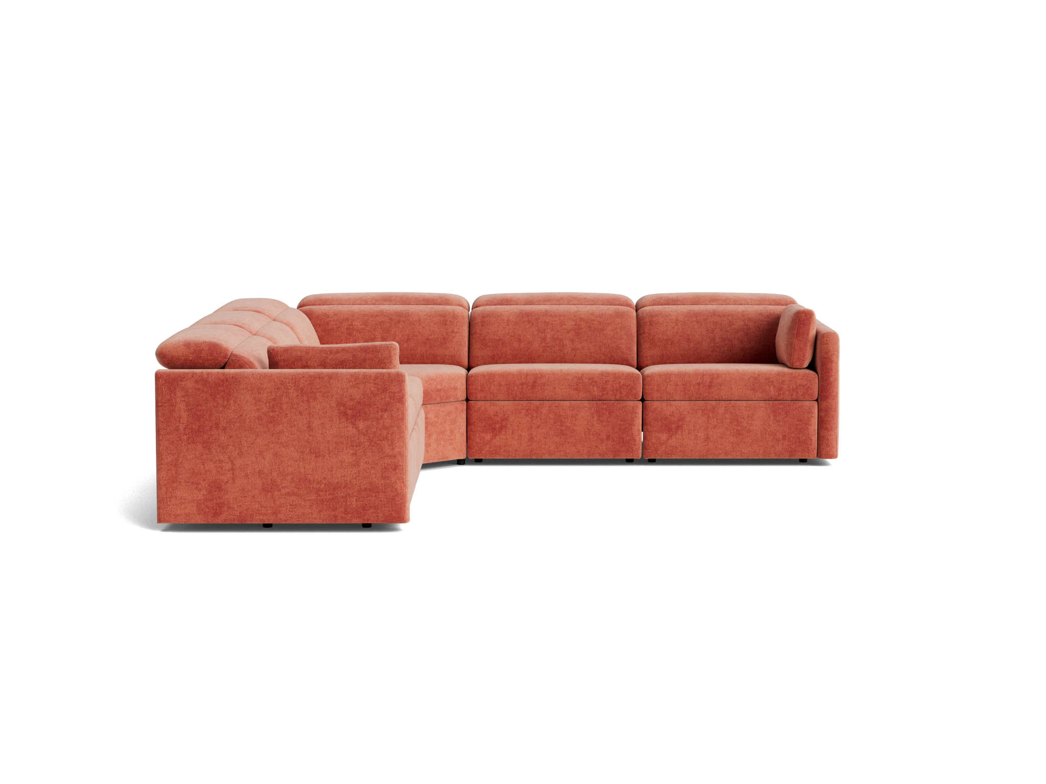 fitz modular reclining corner sectional plush terra rose