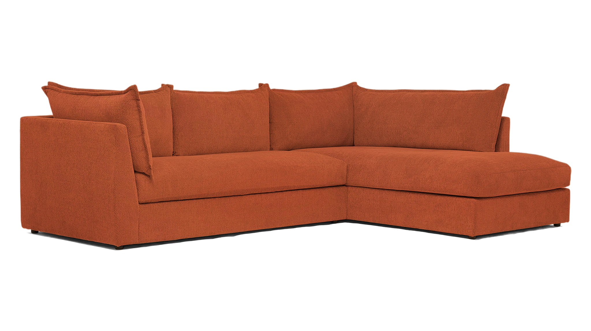 wilder sectional with bumper plush terra rose
