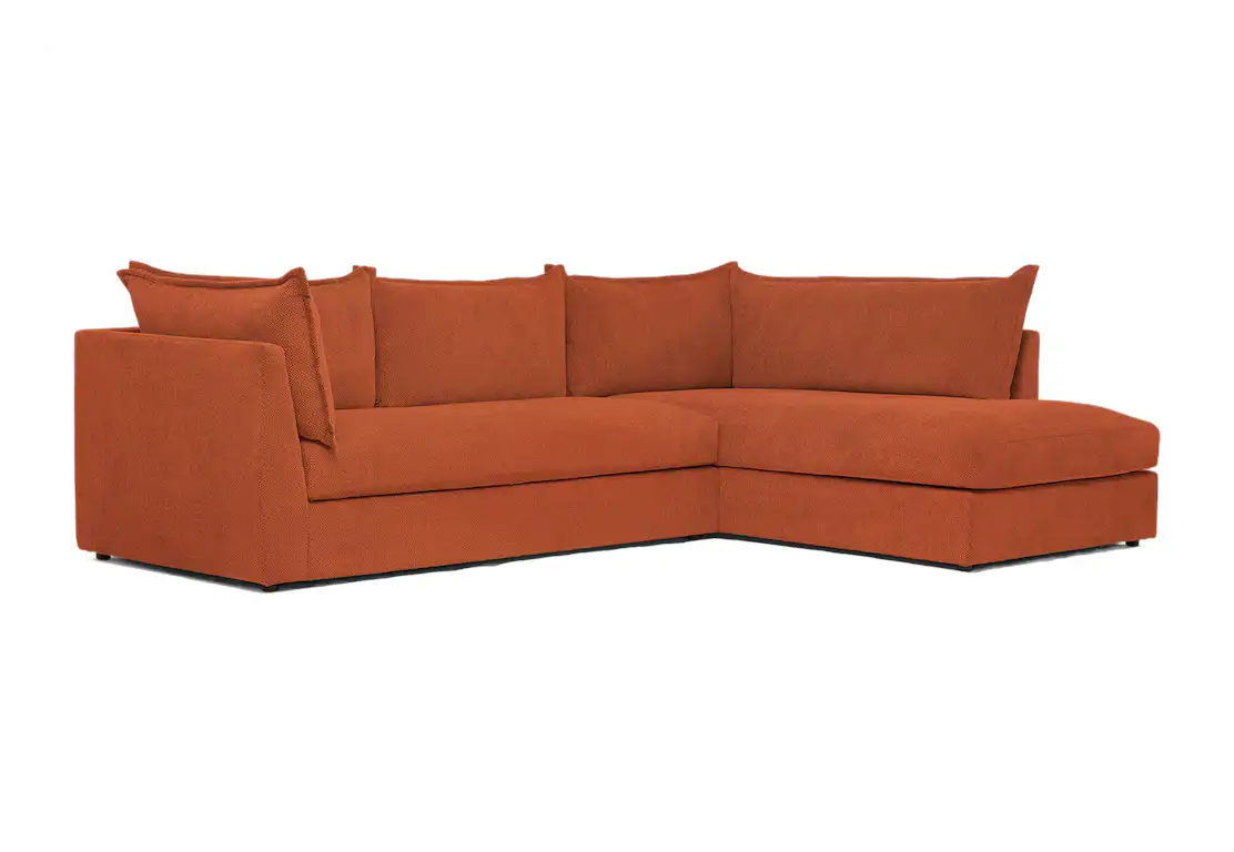 wilder sectional with bumper plush terra rose