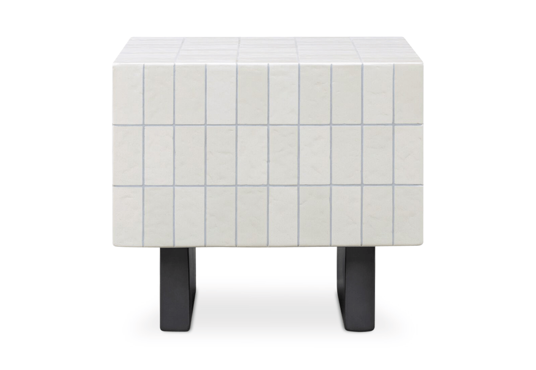 cream ferris outdoor end table