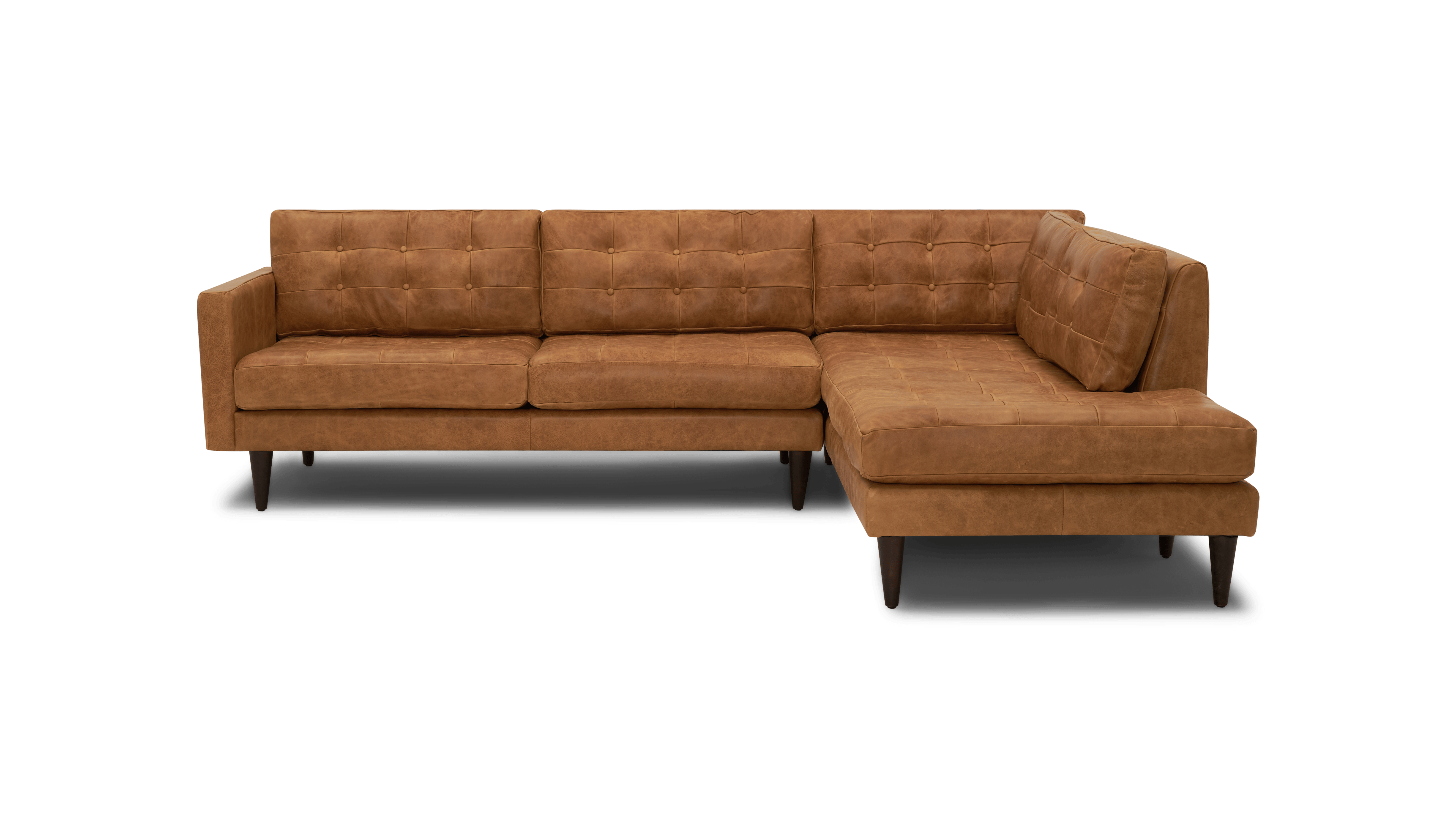 eliot leather sectional with bumper %282 piece%29 santiago cider