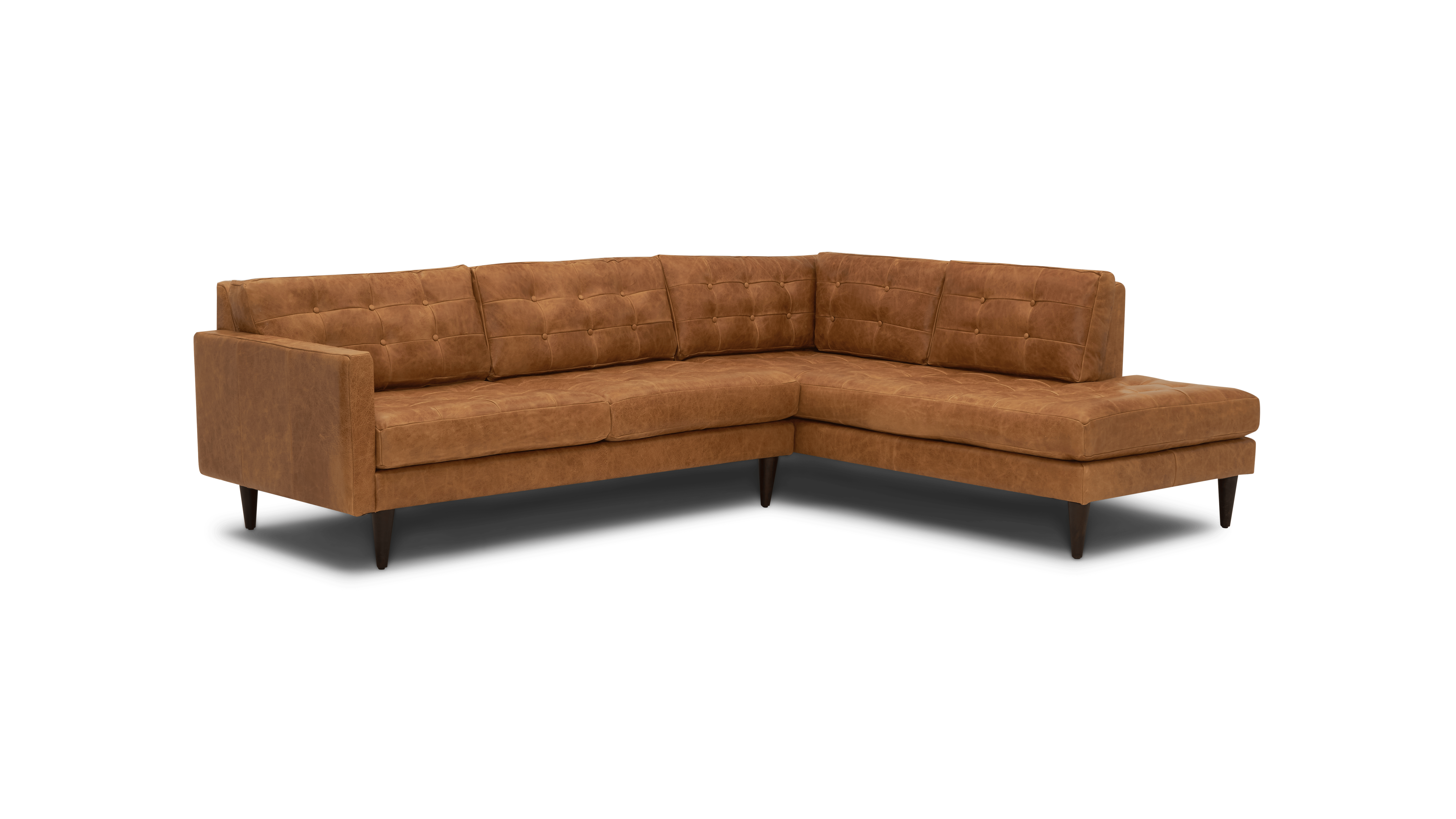 eliot leather sectional with bumper piece) santiago cider