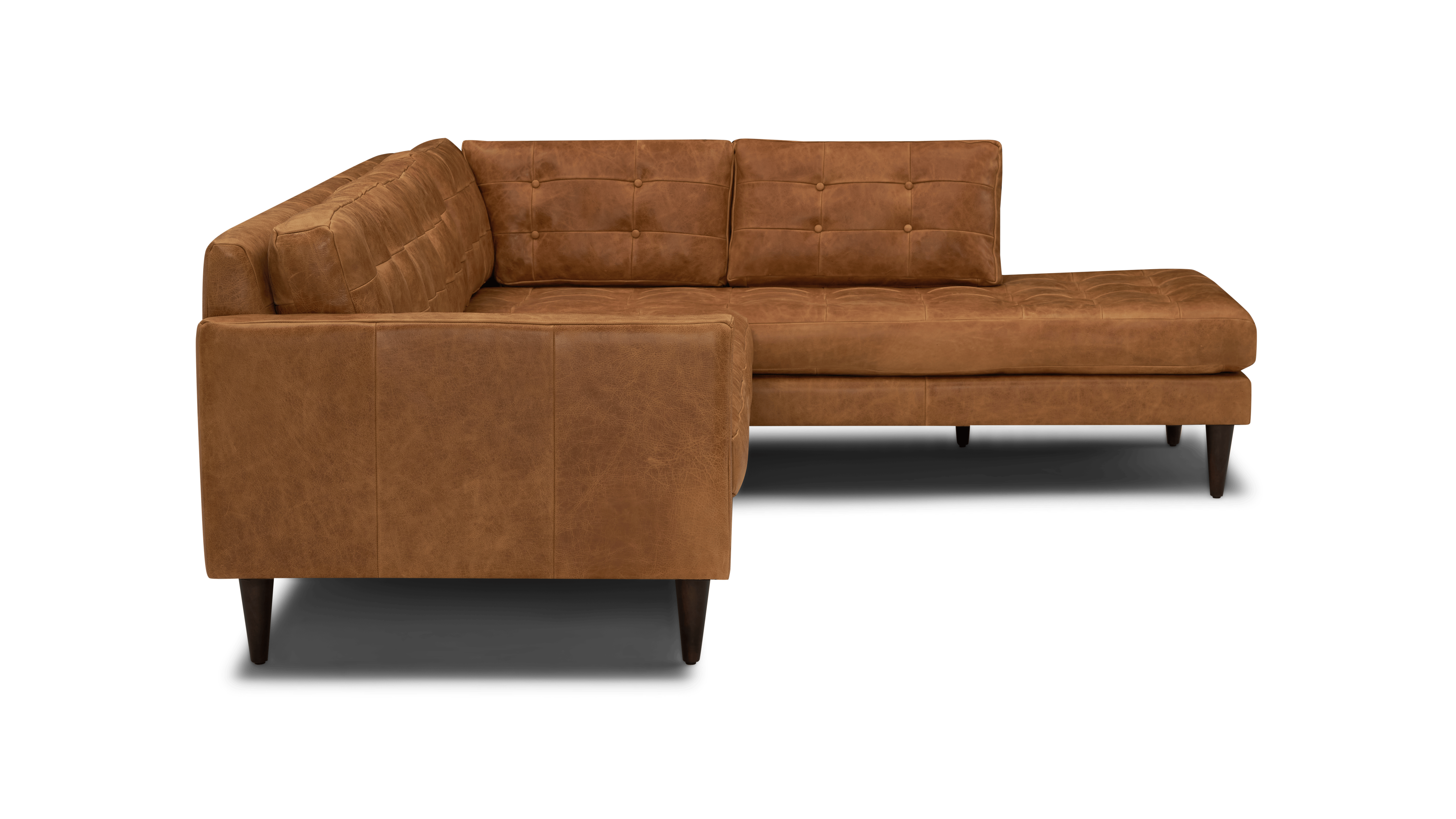 eliot leather sectional with bumper %282 piece%29 santiago cider