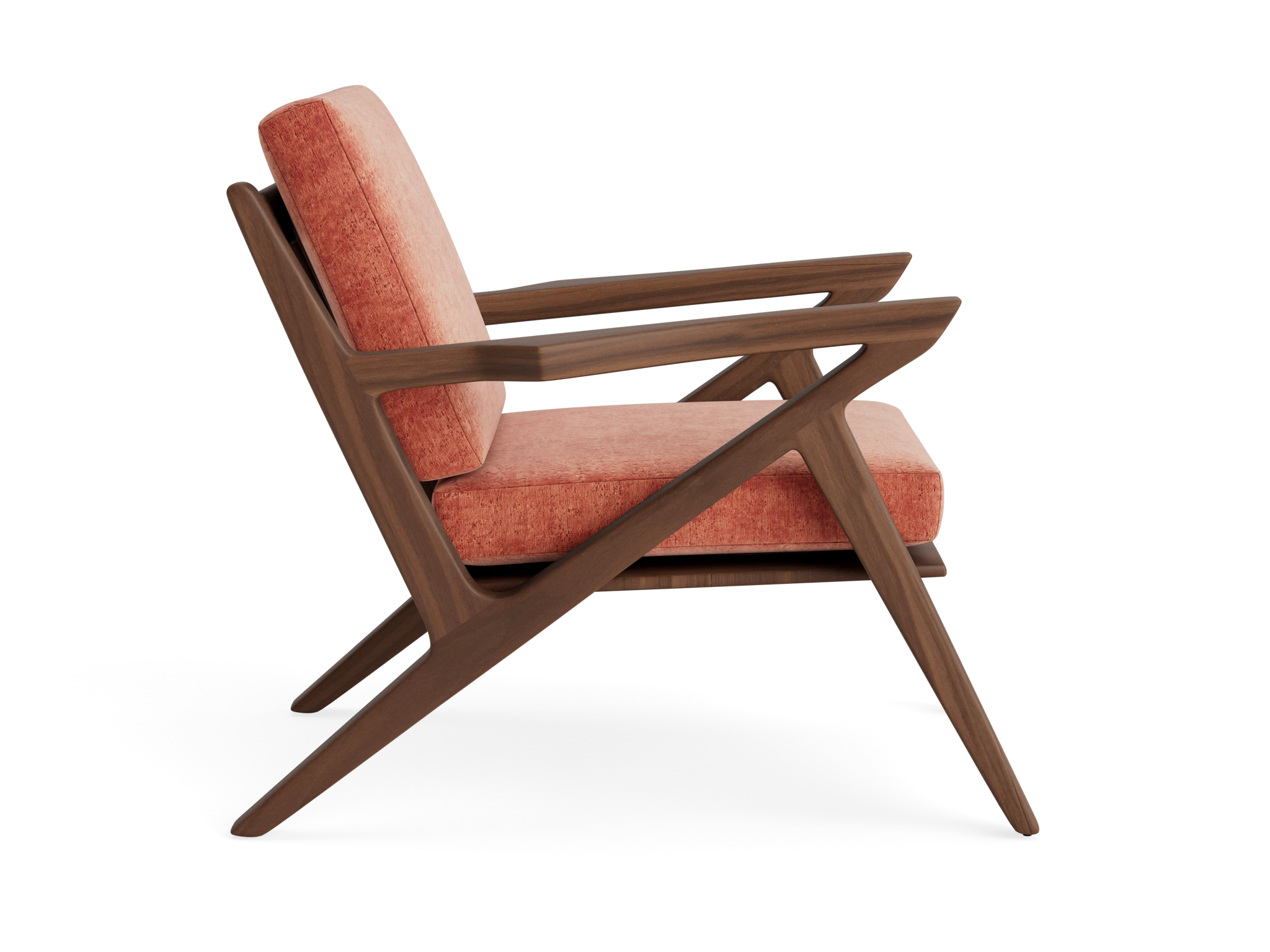 soto concave arm chair plush terra rose
