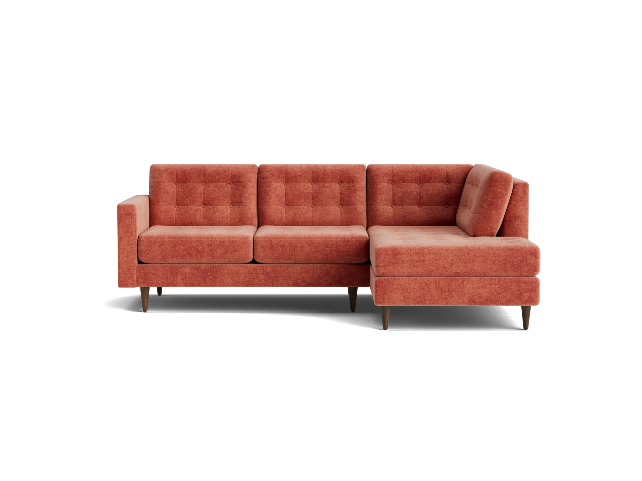 eliot apartment sectional with bumper plush terra rose