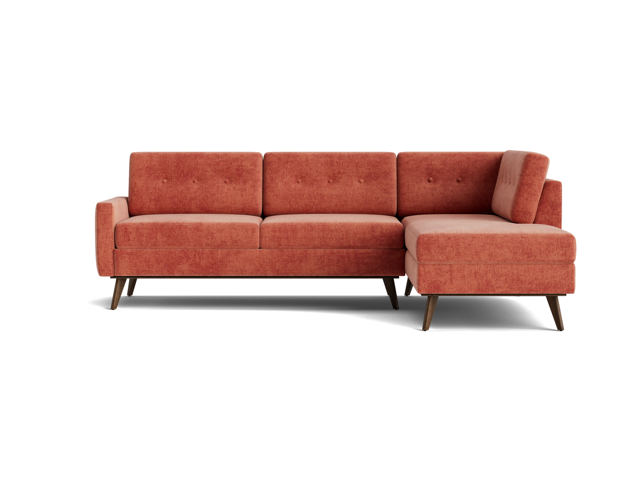 hopson apartment sectional with bumper plush terra rose