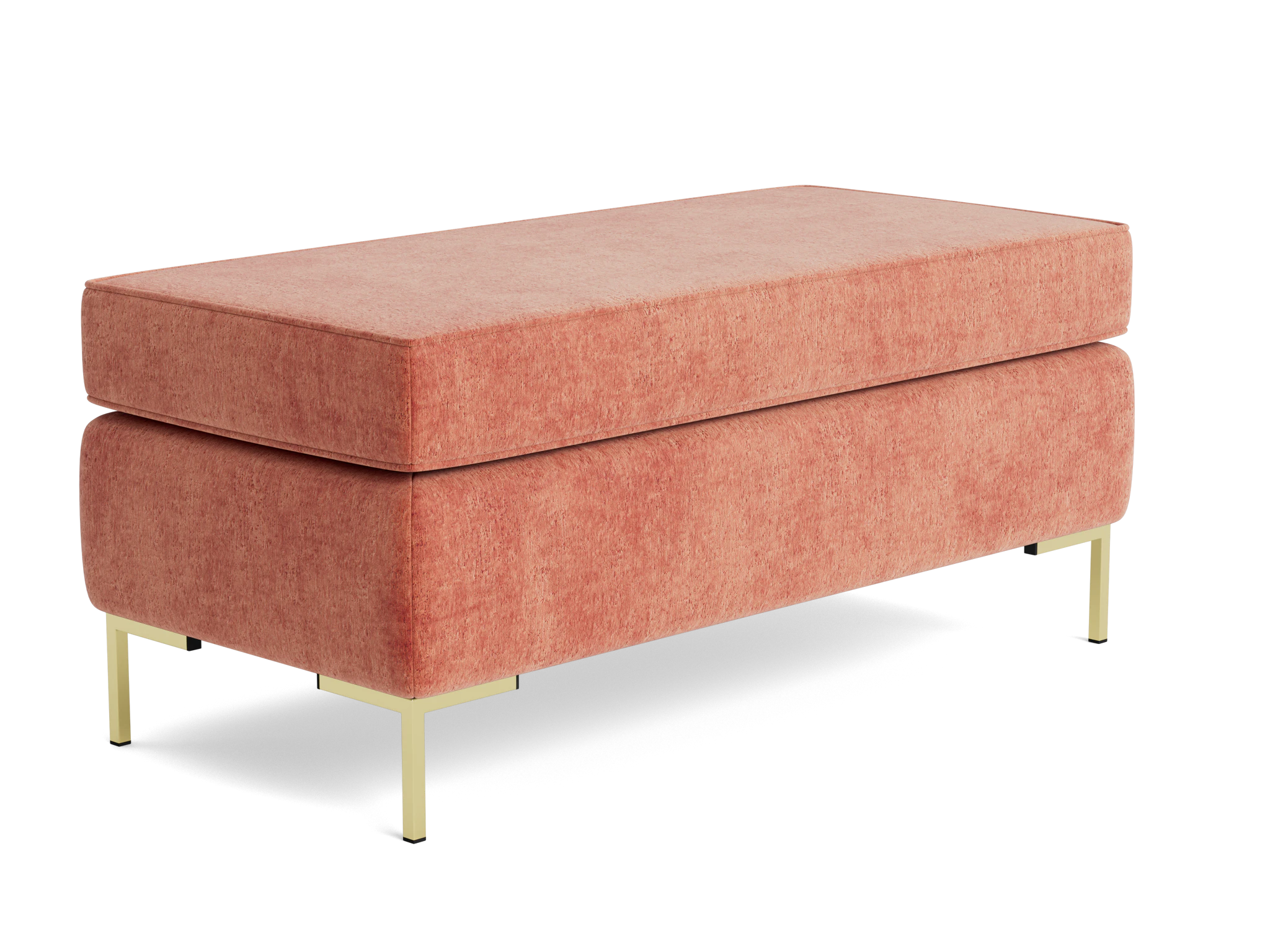 dee bench with storage plush terra rose