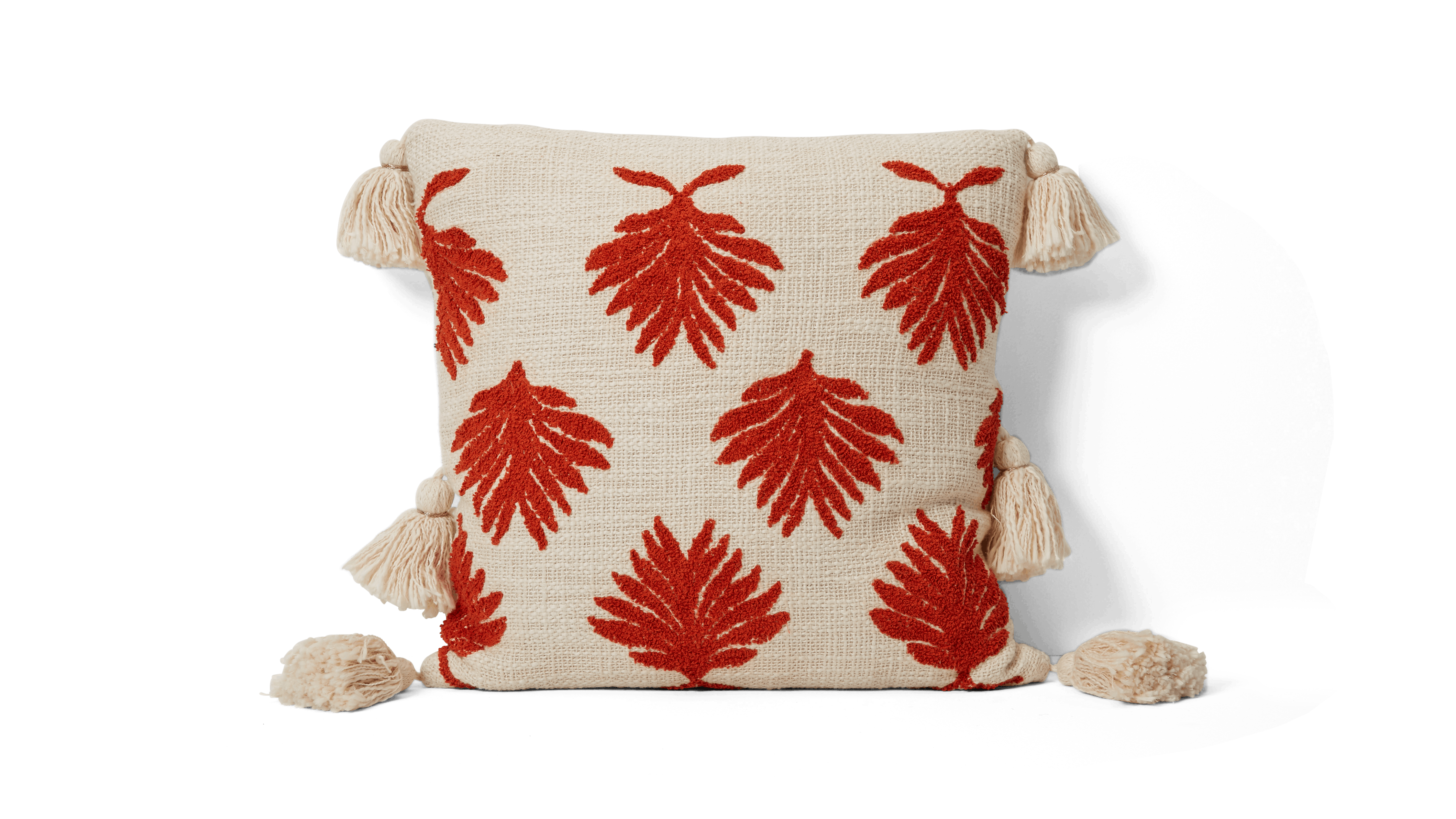 tufted motif rust pillow