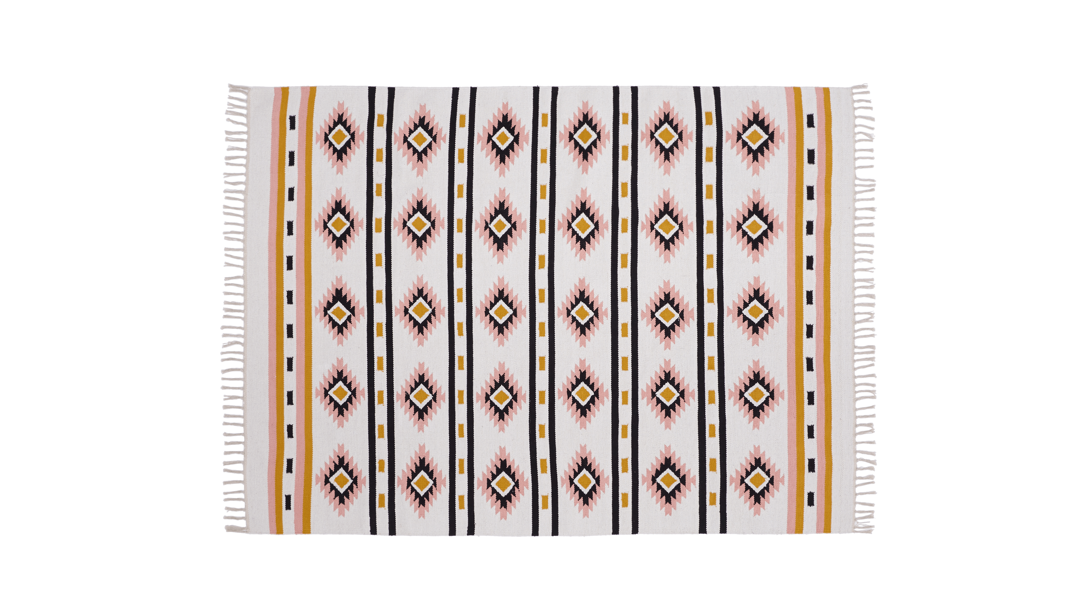 kilim black and pink rug