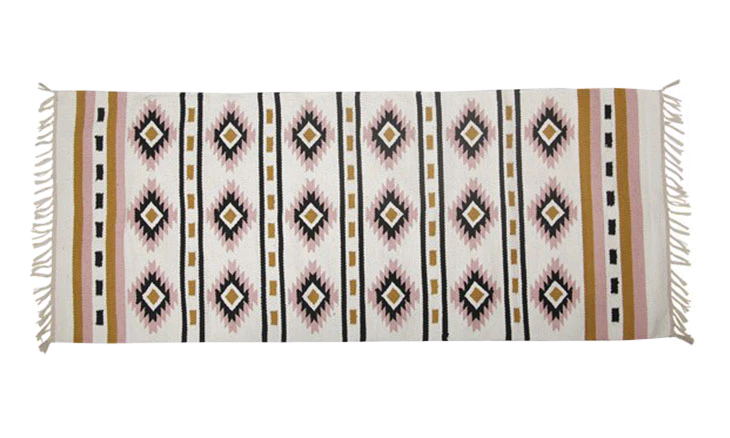 kilim black and pink rug
