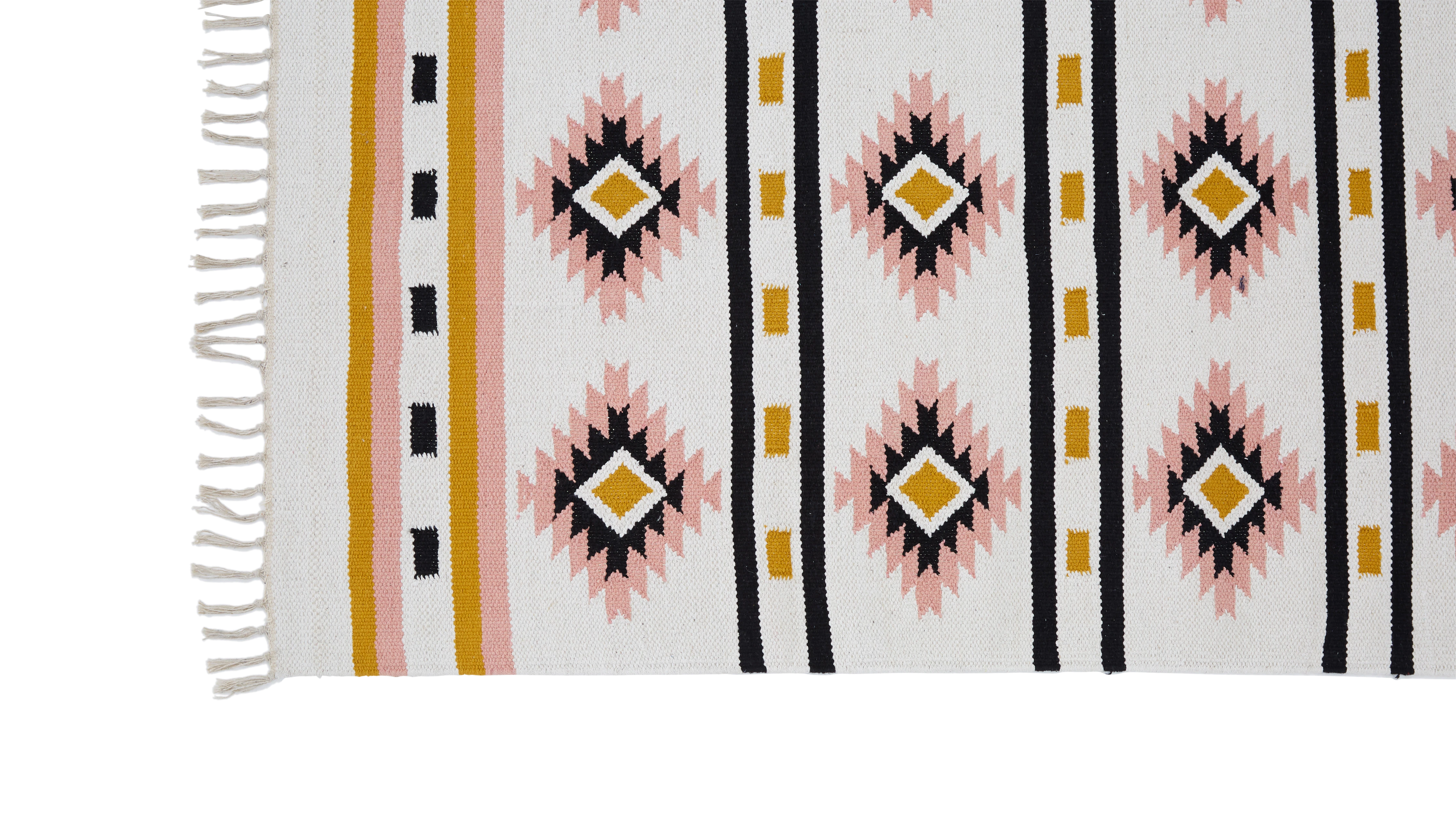 kilim black and pink rug