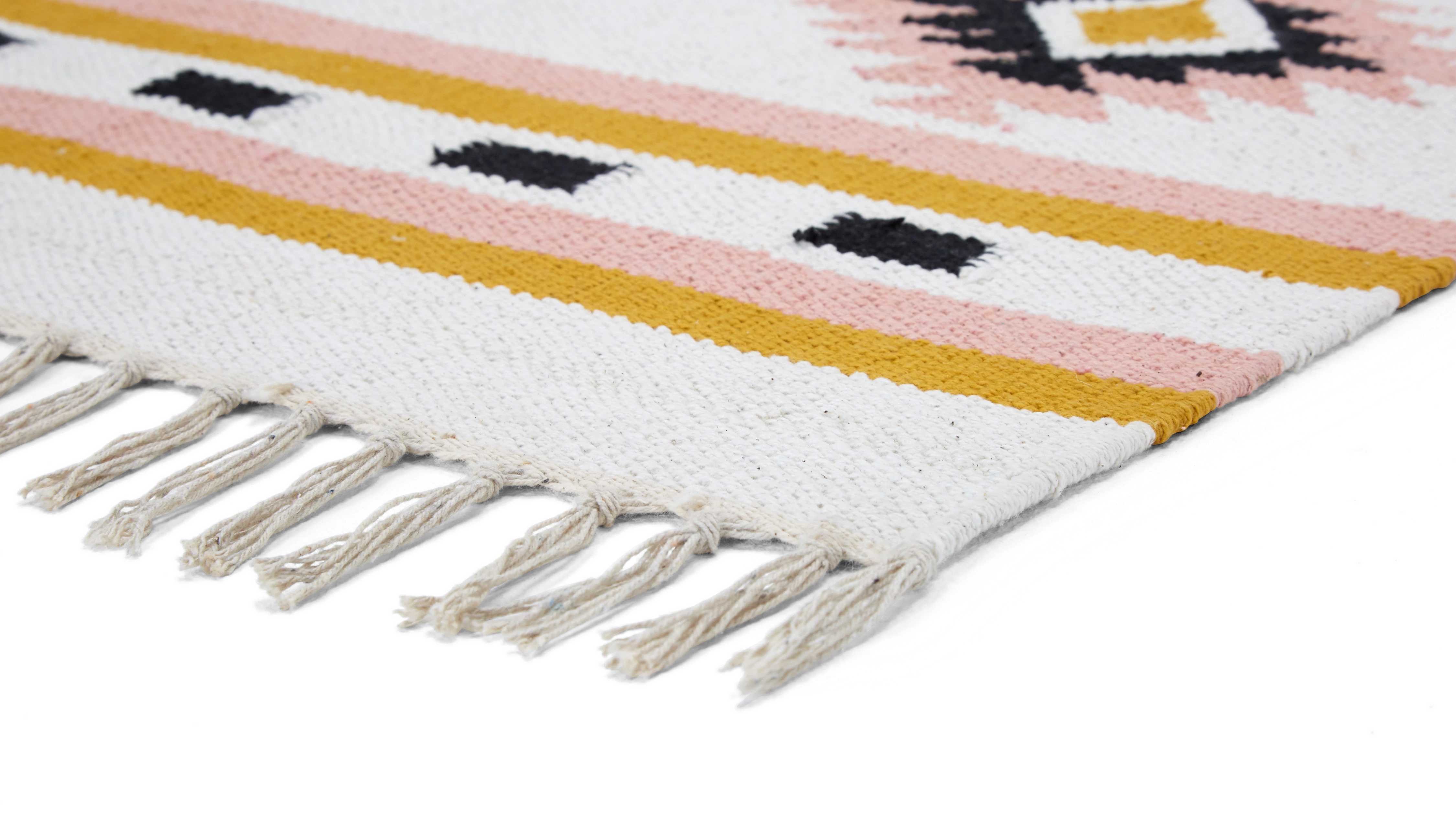 kilim black and pink rug