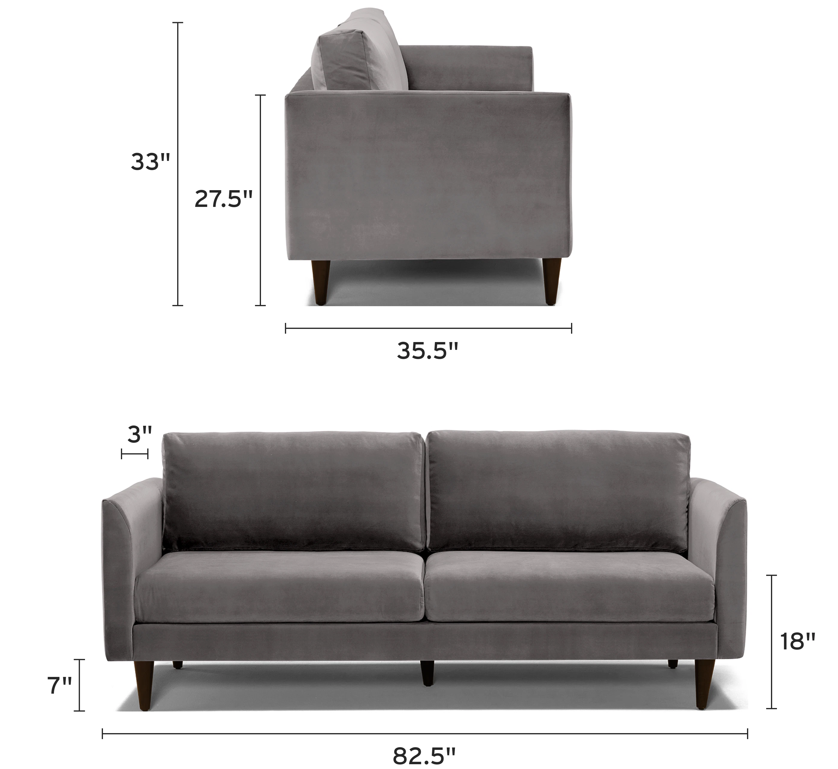 adina sofa mobile dimensional image