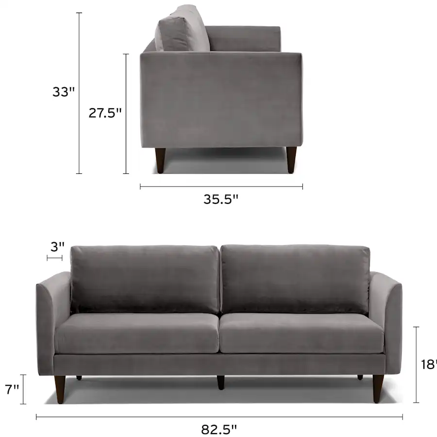 adina sofa mobile dimensional image