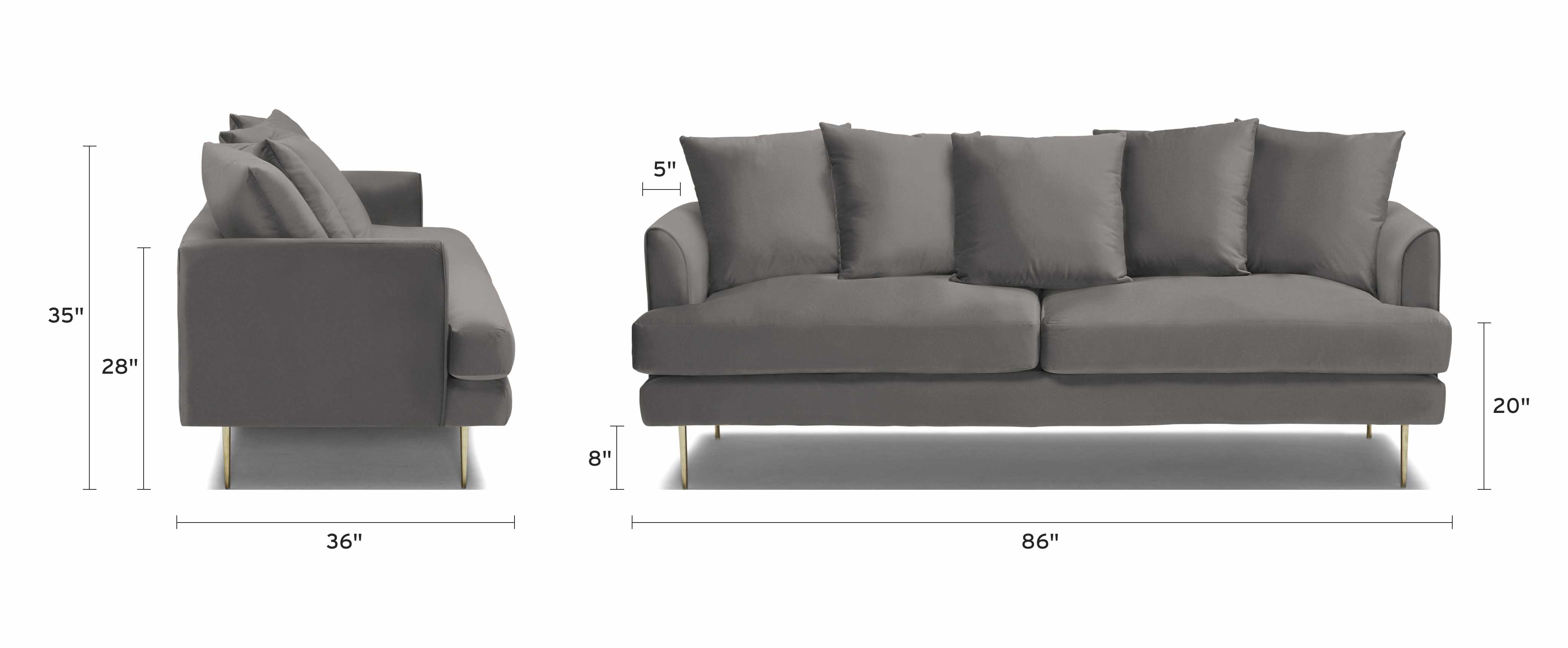 aime sofa dimensional image