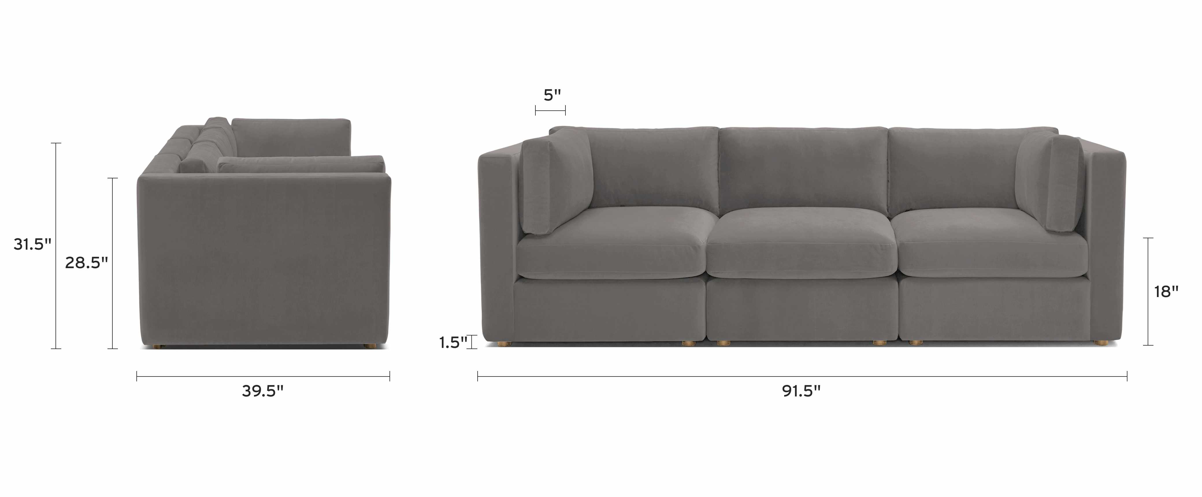 daya modular sofa dimensional image
