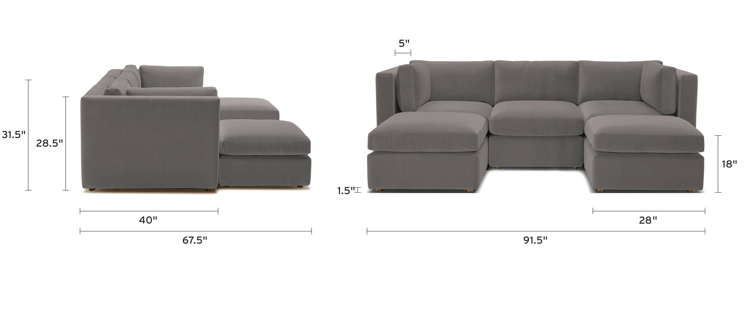 Daya Modular USofa Sectional (5 piece) Joybird