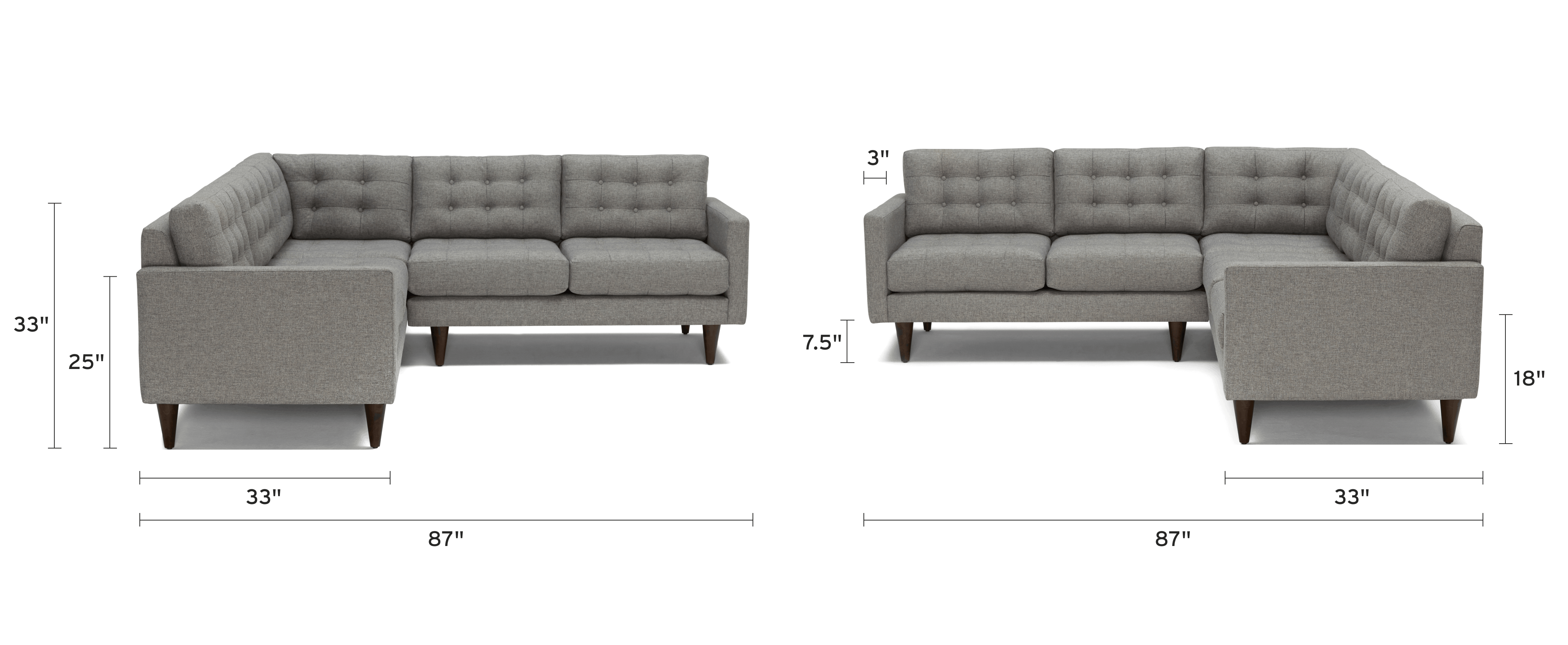 eliot apartment corner sectional piece) dimensional image