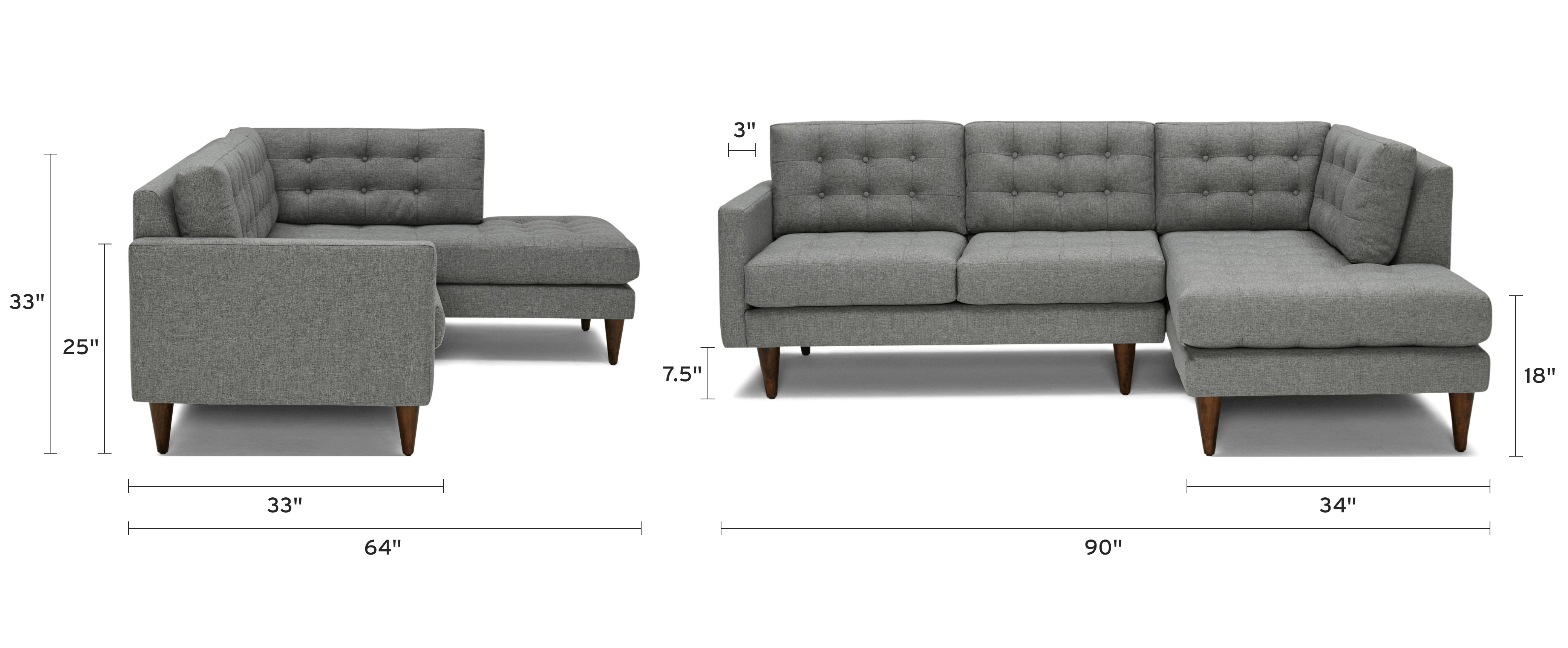 eliot apartment sectional with bumper dimensional image