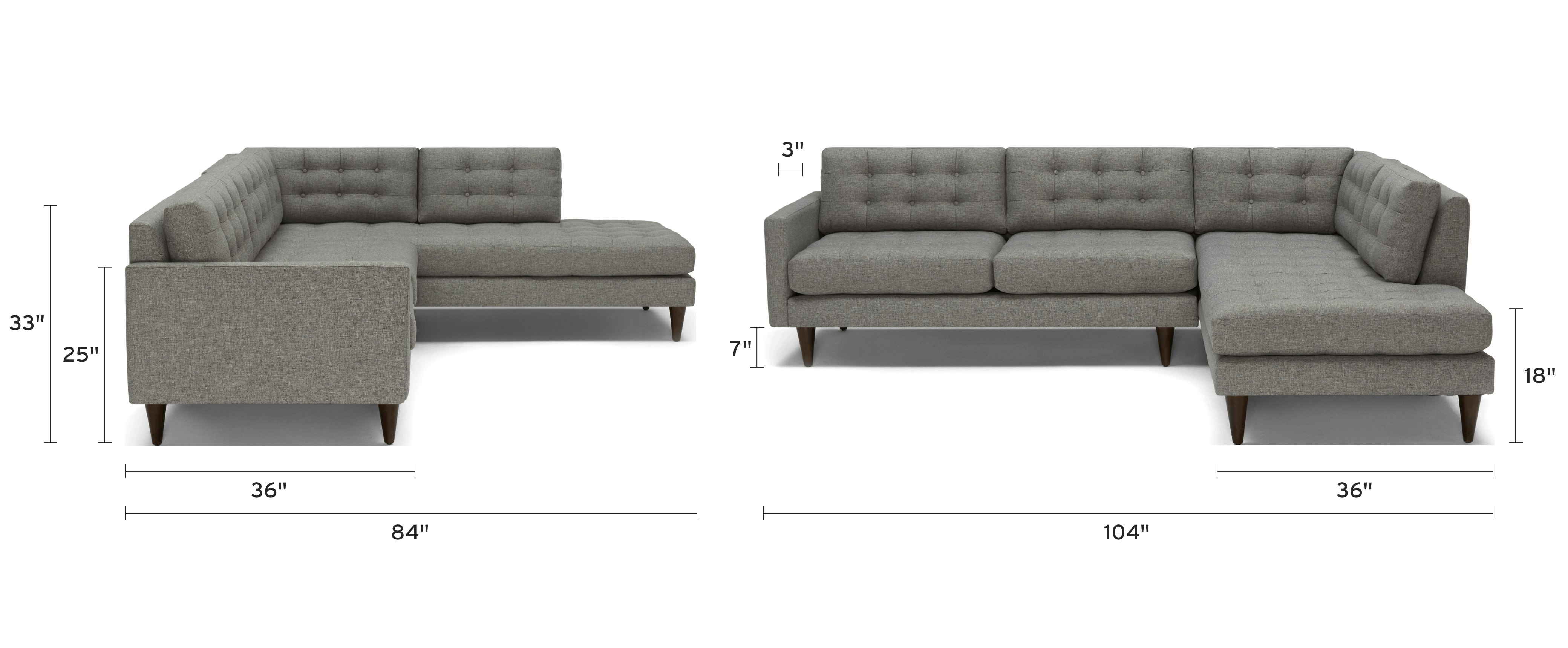 eliot sectional with bumper piece) dimensional image