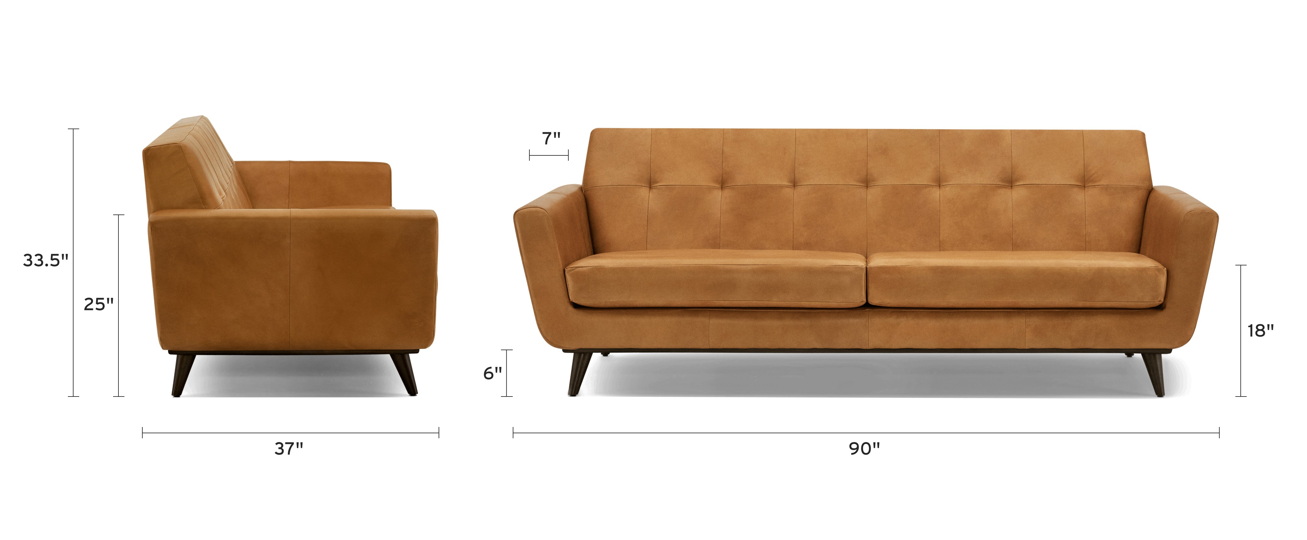 hughes leather sofa dimensional image